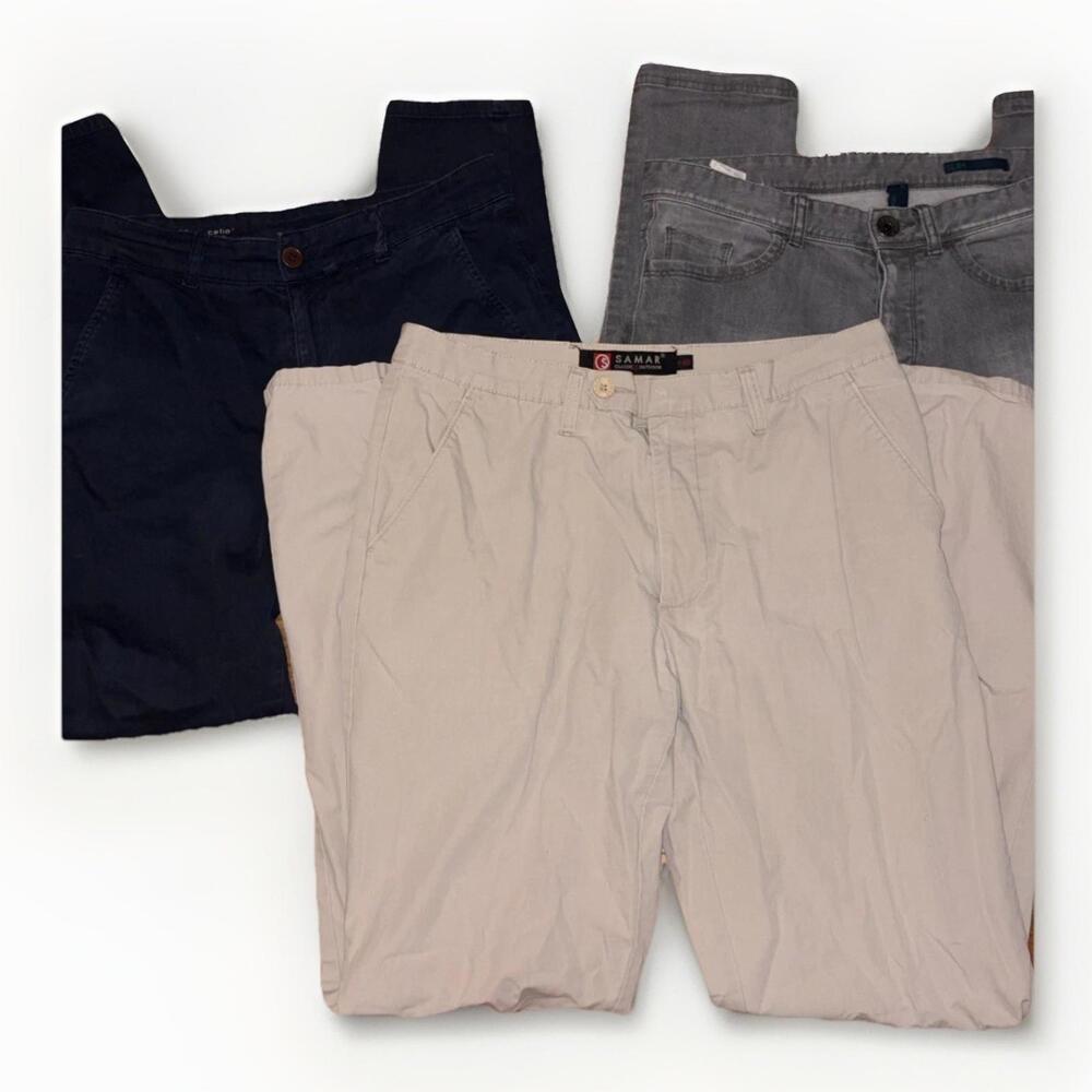 4-Pair Men’s Pants Bundle – Mixed Brands – Sizes Around M/L